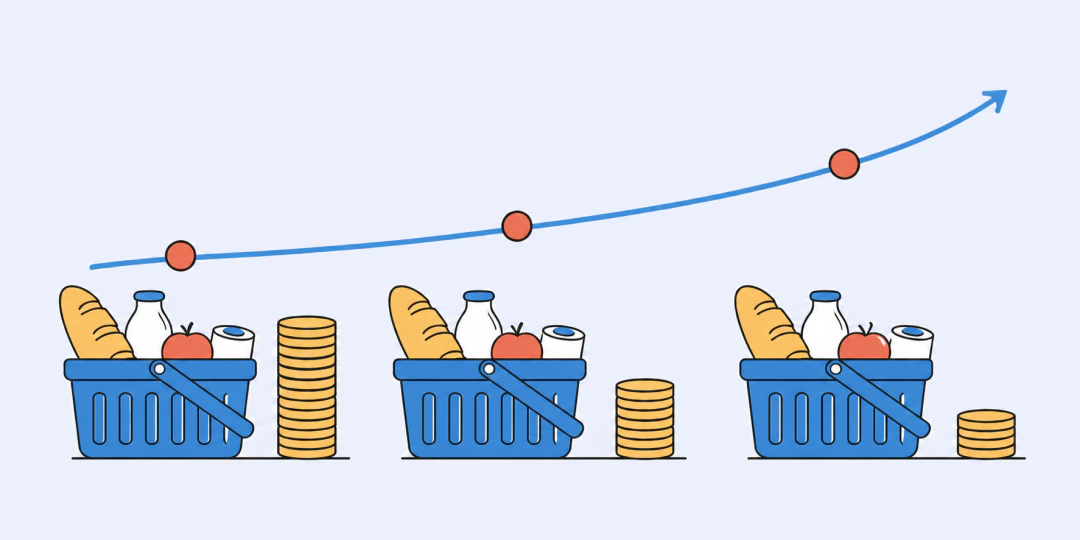 Одинаковые продуктовые корзины, рост цен и сокращение запаса монет