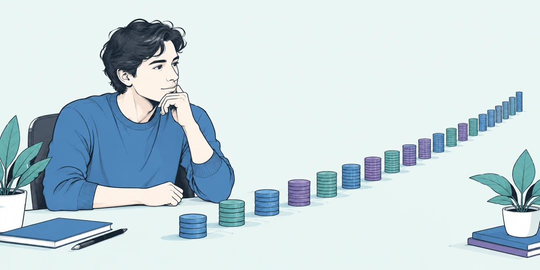 Человек сравнивает ежегодные денежные поступления и их стоимость сегодня