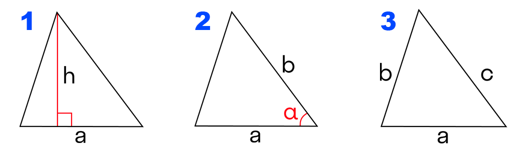 Калькулятор площади треугольника - 3 формулы